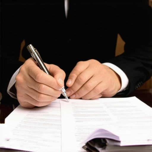 Attorney advising client with legal documents in family law case