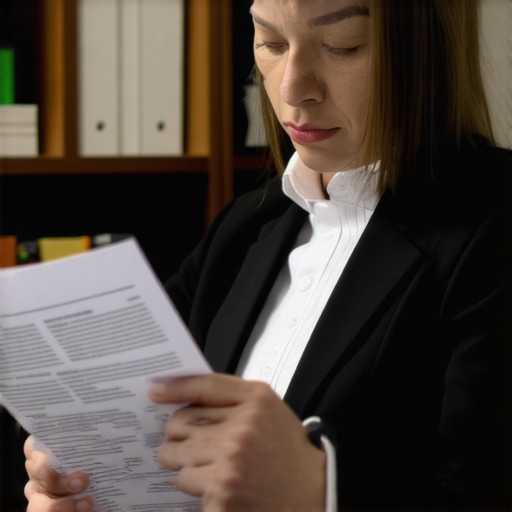 Lawyer analyzing family immigration paperwork in an office