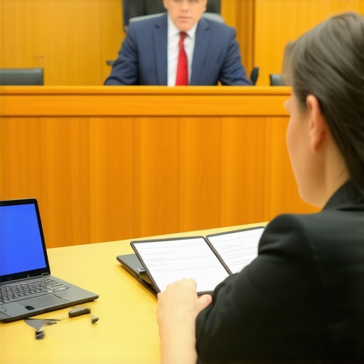 Modern Litigation Support Tools Legal professional analyzing digital evidence during trial preparation