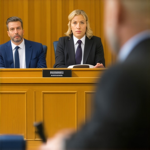 Expert Litigation Support in Courtroom Lawyer presenting evidence during litigation trial