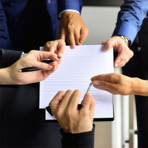 Lawyers working together with digital tools and case files