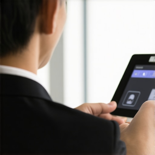 Person submitting fingerprints and facial photograph at an official biometric appointment