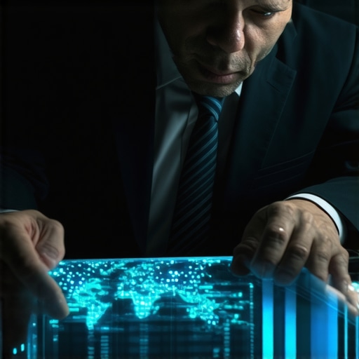 A legal professional working on a computer with analytics software and digital evidence