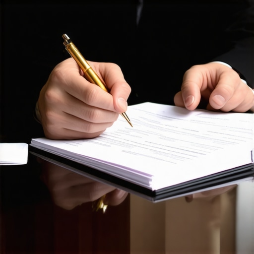 Lawyer and client discussing legal documents related to family law and immigration at a desk.