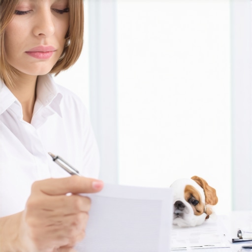 A lawyer and client discussing pet custody evidence and legal strategies.