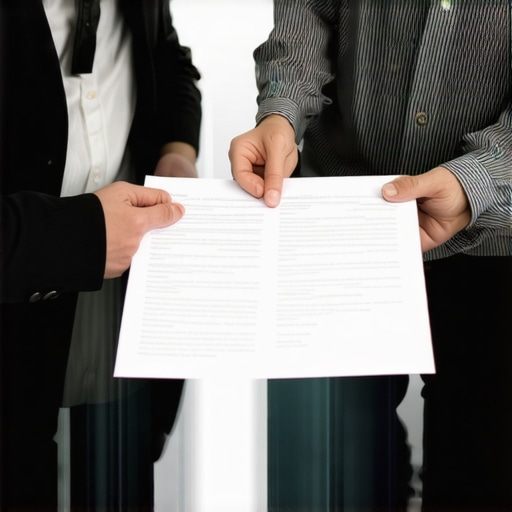 Legal professionals analyzing immigration paperwork around a conference table.