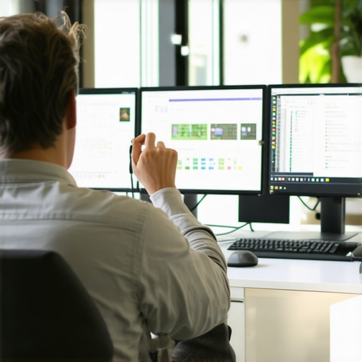 Preparing for Virtual Mediation Person conducting tech check for online mediation in a tidy home office.