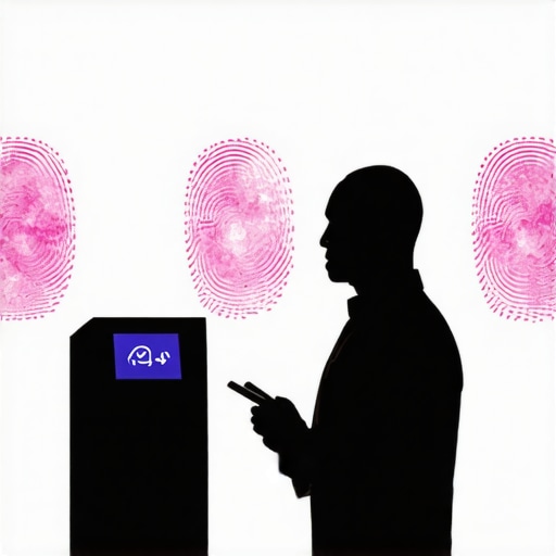 Person having biometric fingerprints taken at a government center.