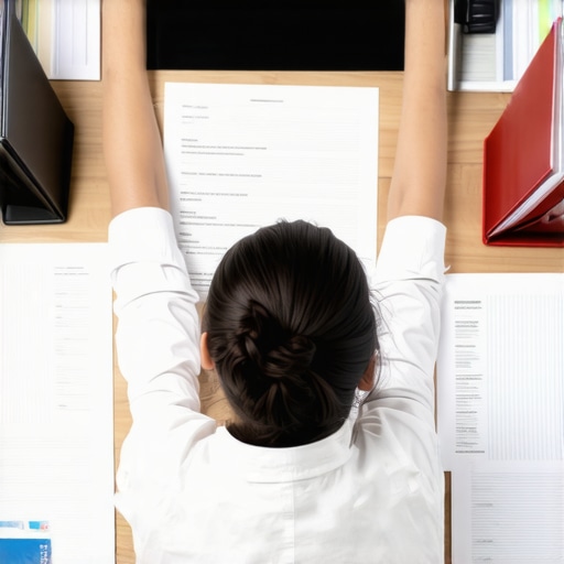 A person neatly organizing documents for visa application